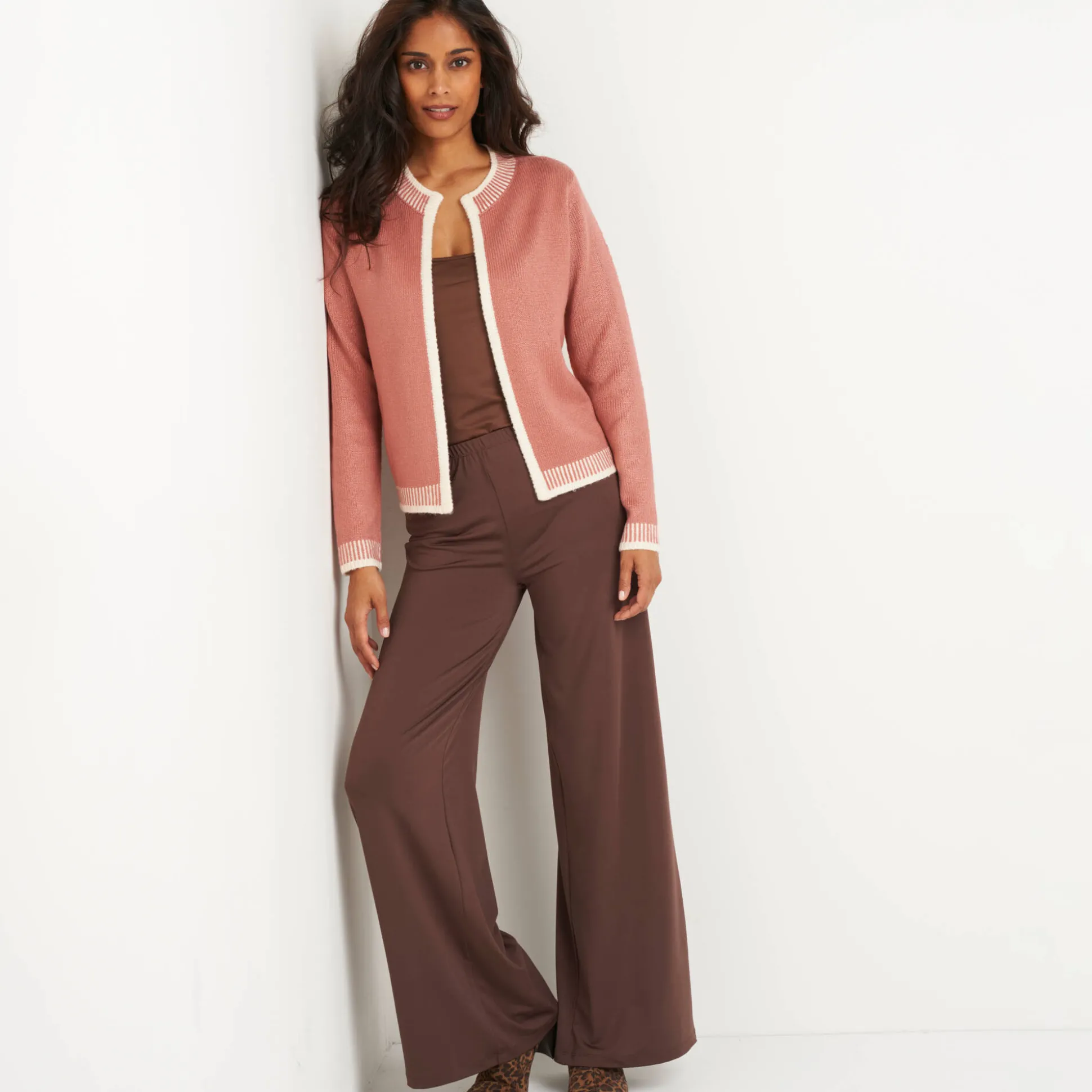 Tweekleurige cardigan, ronde hals