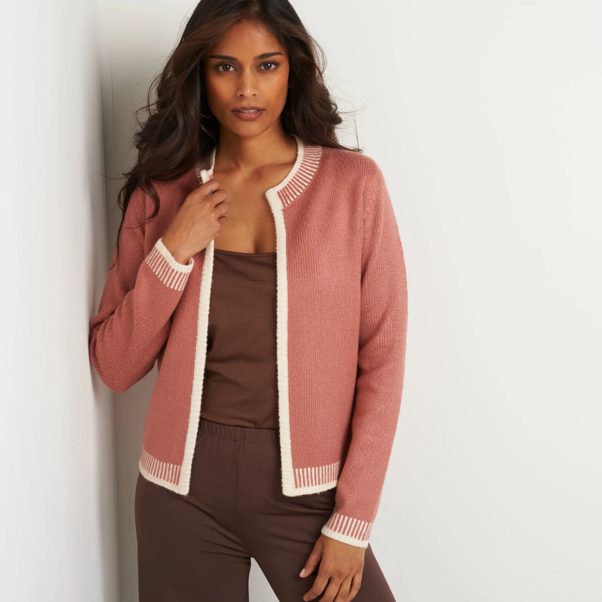 Tweekleurige cardigan, ronde hals