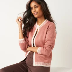 Tweekleurige cardigan, ronde hals