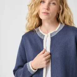 Tweekleurige cardigan, ronde hals