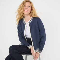 Tweekleurige cardigan, ronde hals