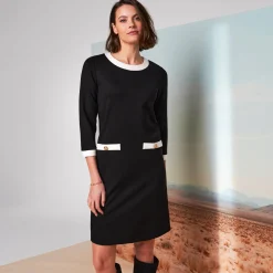 Tweekleurige jurk, milanotricot