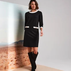 Tweekleurige jurk, milanotricot