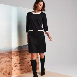 Tweekleurige jurk, milanotricot