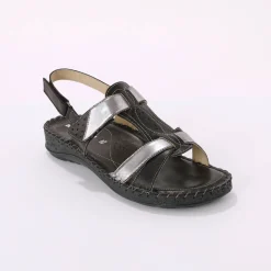 Tweekleurige sandalen in extrasoepel leer - zwart