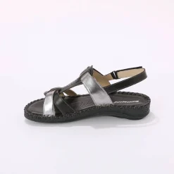 Tweekleurige sandalen in extrasoepel leer - zwart