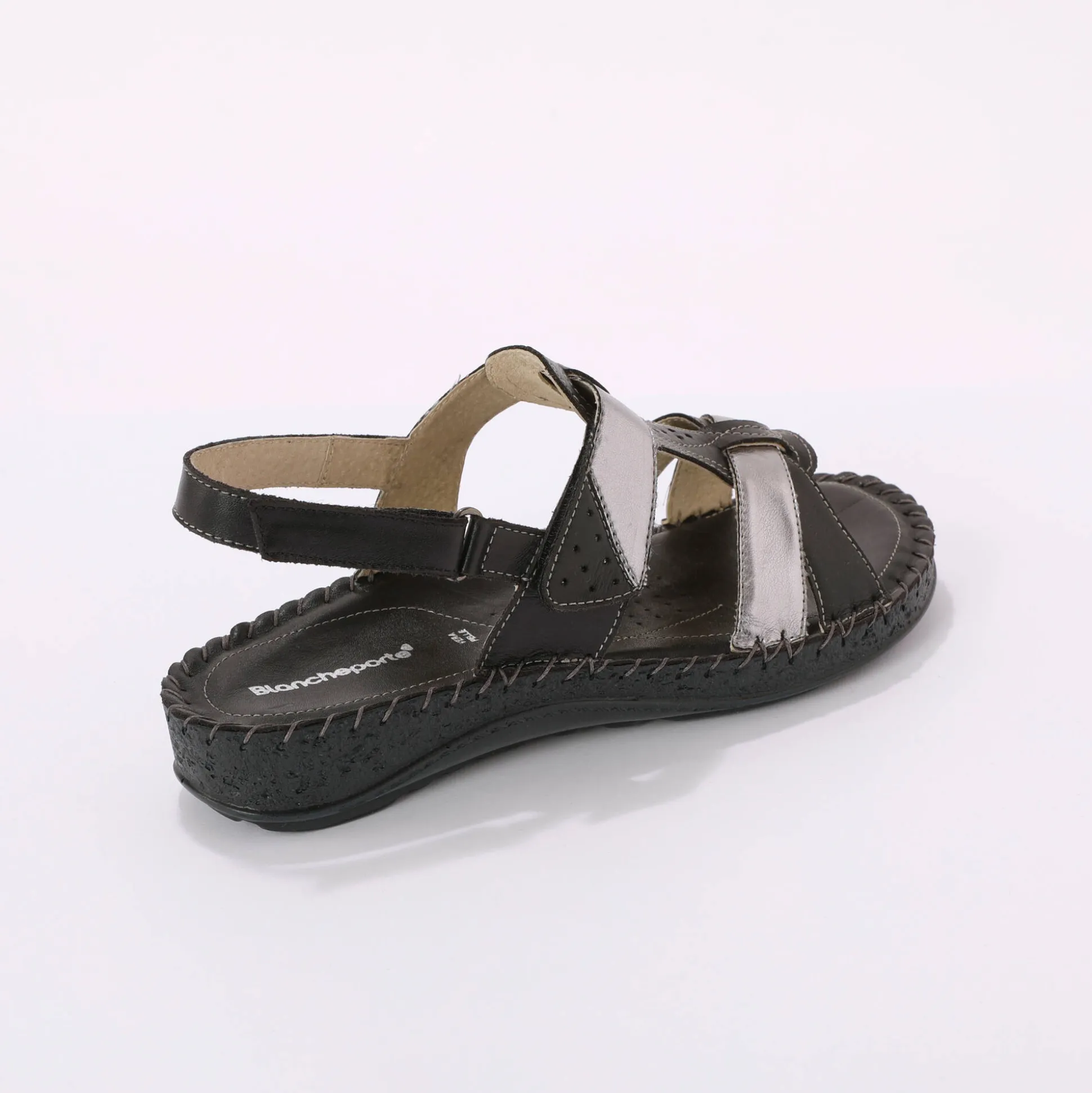 Tweekleurige sandalen in extrasoepel leer - zwart