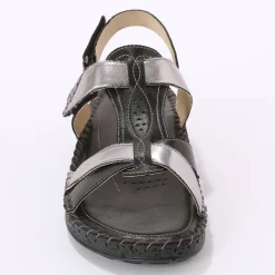 Tweekleurige sandalen in extrasoepel leer - zwart