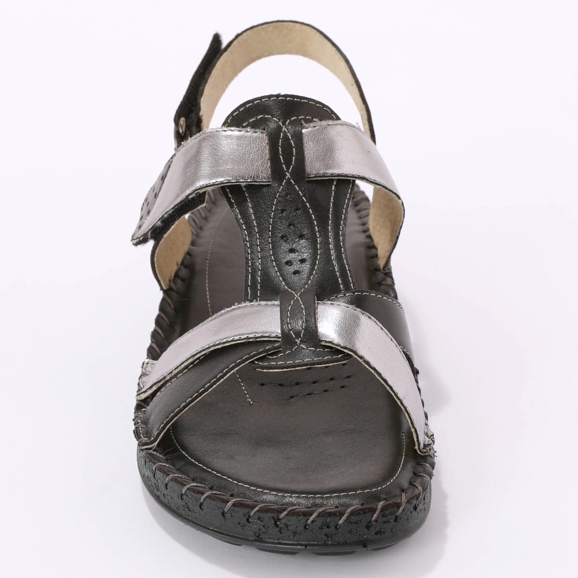 Tweekleurige sandalen in extrasoepel leer - zwart