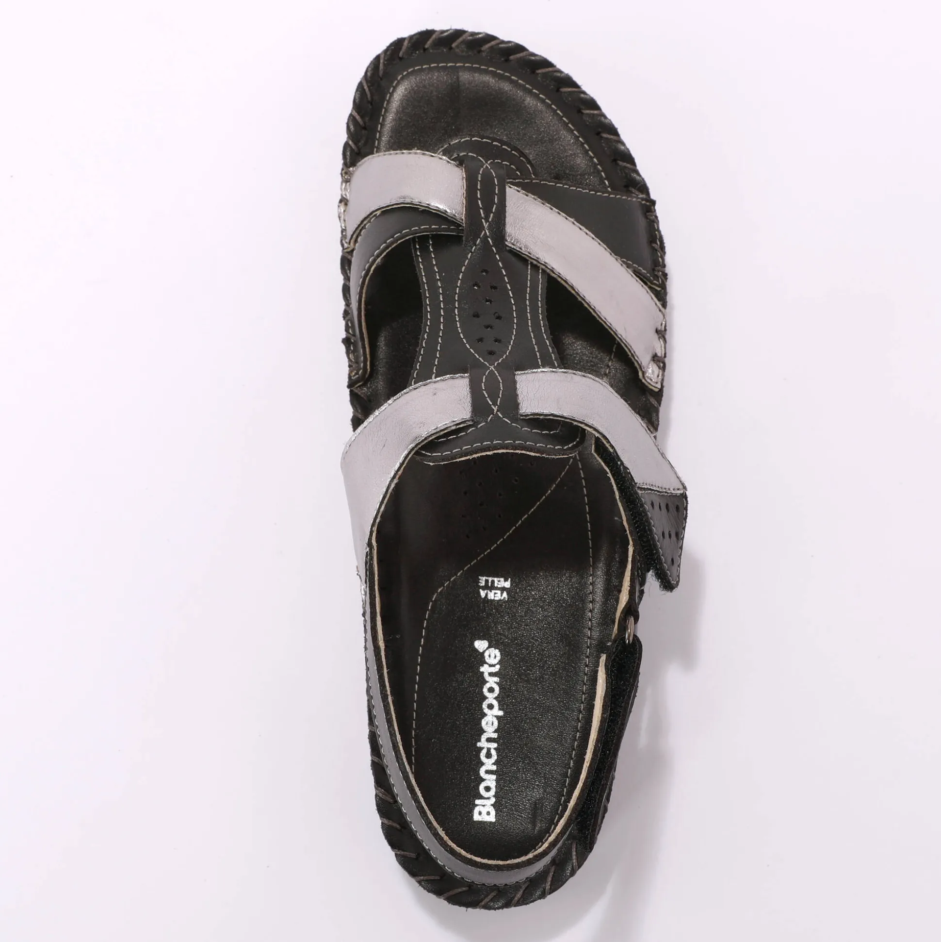Tweekleurige sandalen in extrasoepel leer - zwart