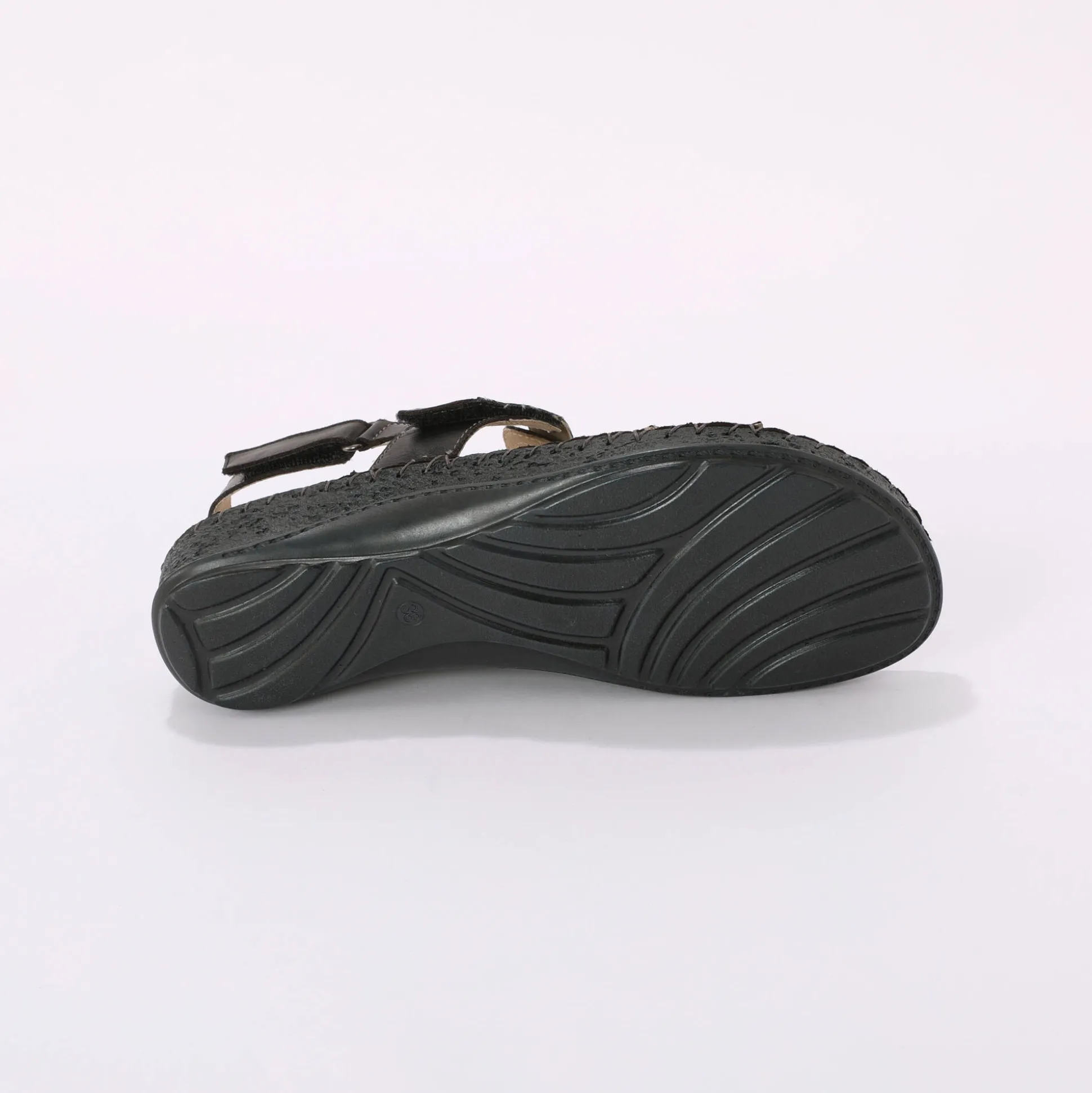 Tweekleurige sandalen in extrasoepel leer - zwart