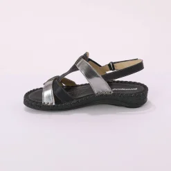 Tweekleurige sandalen in extrasoepel leer