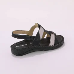 Tweekleurige sandalen in extrasoepel leer