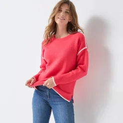 Tweekleurige trui in streelzacht tricot
