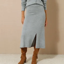 Uitlopende rok in midimodel, tricot