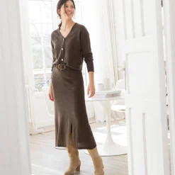 Uitlopende rok in midimodel, tricot