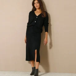 Uitlopende rok in midimodel, tricot