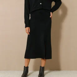 Uitlopende rok in midimodel, tricot
