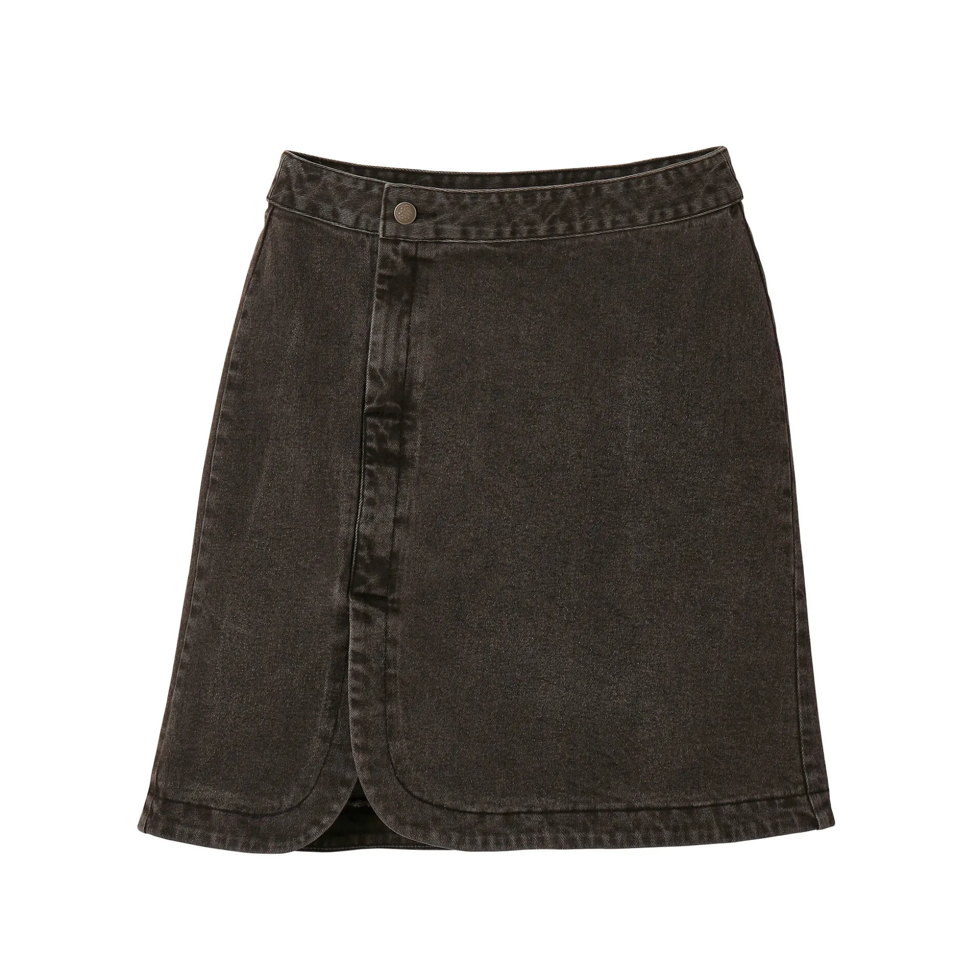 Uitlopende rok in wikkelstijl, jeans