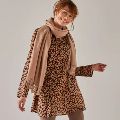 Uitlopende tuniek met knoopsluiting en dierenhuidprint