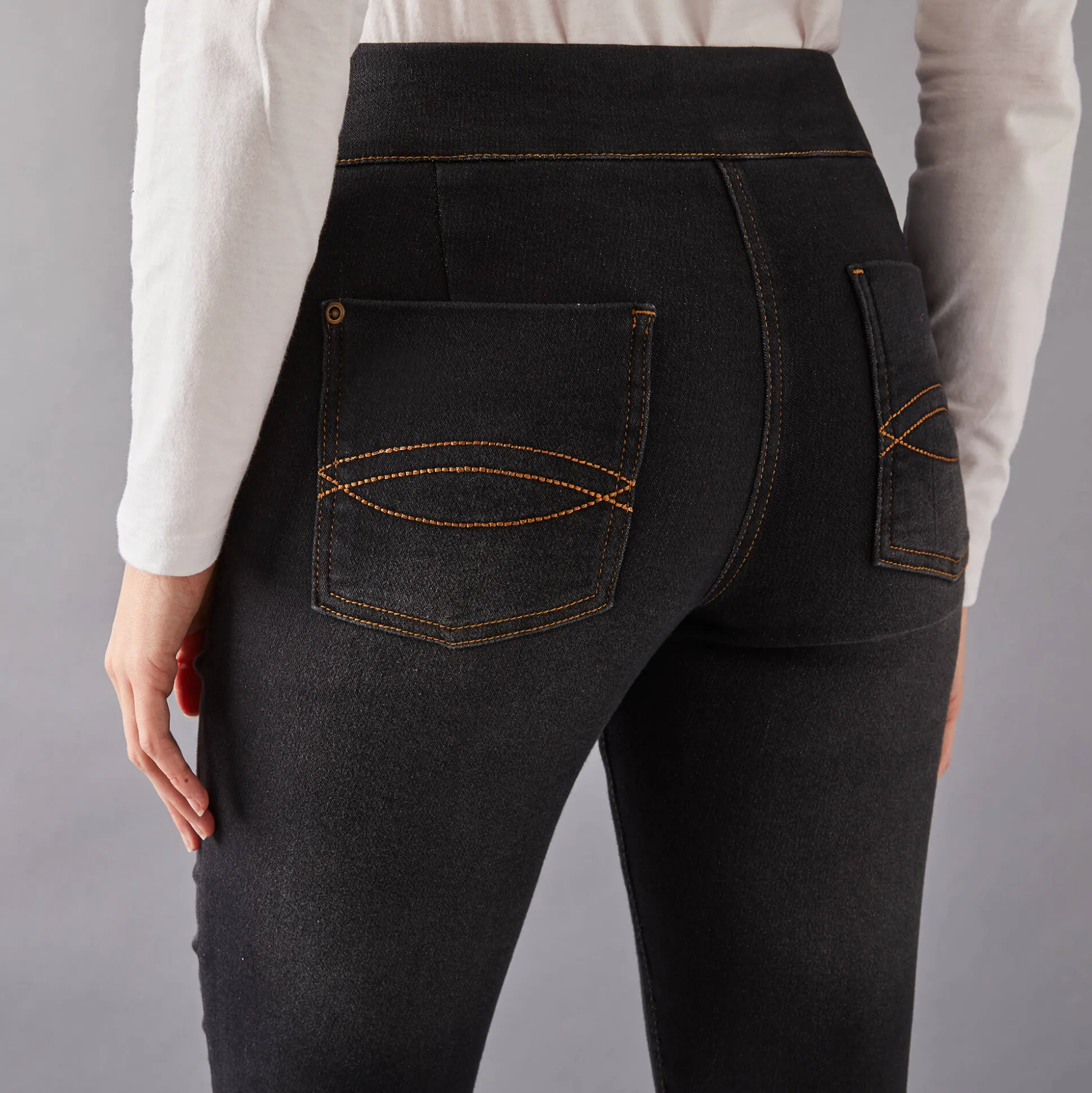 Ultracomfortabele bootcutjeans, tricot met denimeffect, kleine lengte