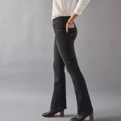 Ultracomfortabele bootcutjeans, tricot met denimeffect, kleine lengte