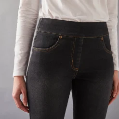 Ultracomfortabele bootcutjeans, tricot met denimeffect, kleine lengte