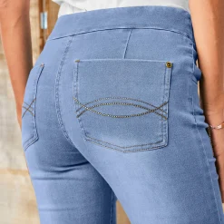 Ultrarekbare bootcut jeans, tricot met jeansaspect, grote lengte