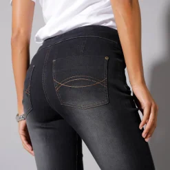 Ultrarekbare bootcut jeans, tricot met jeansaspect, grote lengte