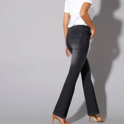 Ultrarekbare bootcut jeans, tricot met jeansaspect, grote lengte