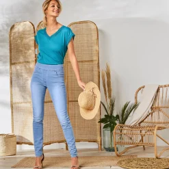 Ultrarekbare nauwsluitende jegging, tricot met jeansaspect