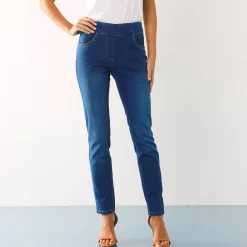 Ultrarekbare nauwsluitende jegging, tricot met jeansaspect