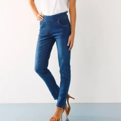 Ultrarekbare nauwsluitende jegging, tricot met jeansaspect