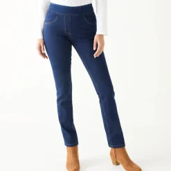 Ultrarekbare rechte jegging, tricot met jeanseffect