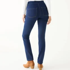 Ultrarekbare rechte jegging, tricot met jeanseffect