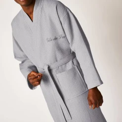 Uniseks badjas voor volwassenen in bijenraattricot 280 g/m2, personaliseerbaar