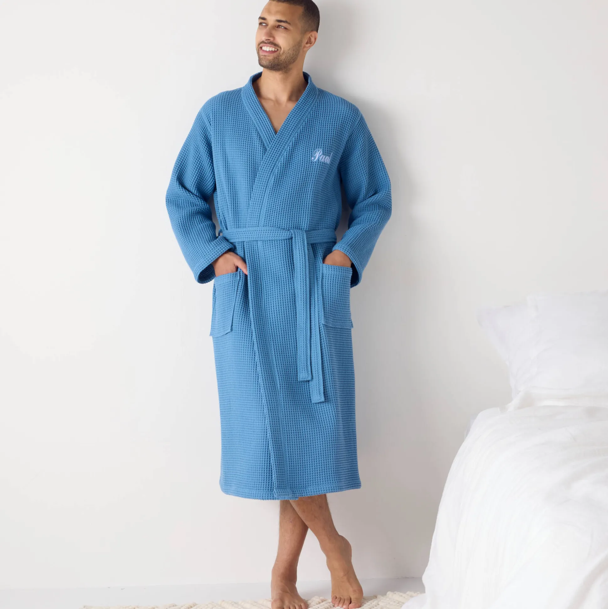 Uniseks badjas voor volwassenen in bijenraattricot 280 g/m2, personaliseerbaar