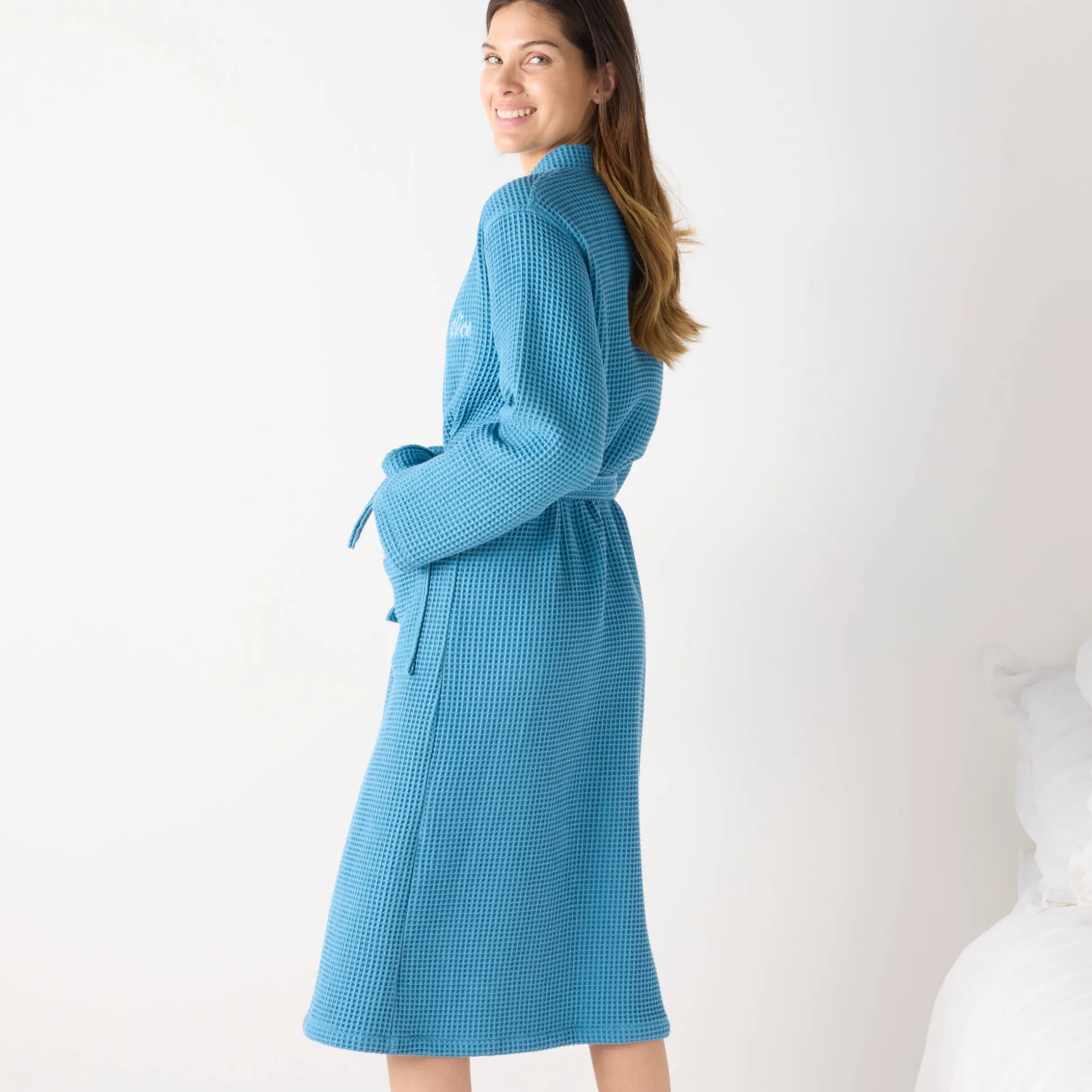 Uniseks badjas voor volwassenen in bijenraattricot 280 g/m2, personaliseerbaar