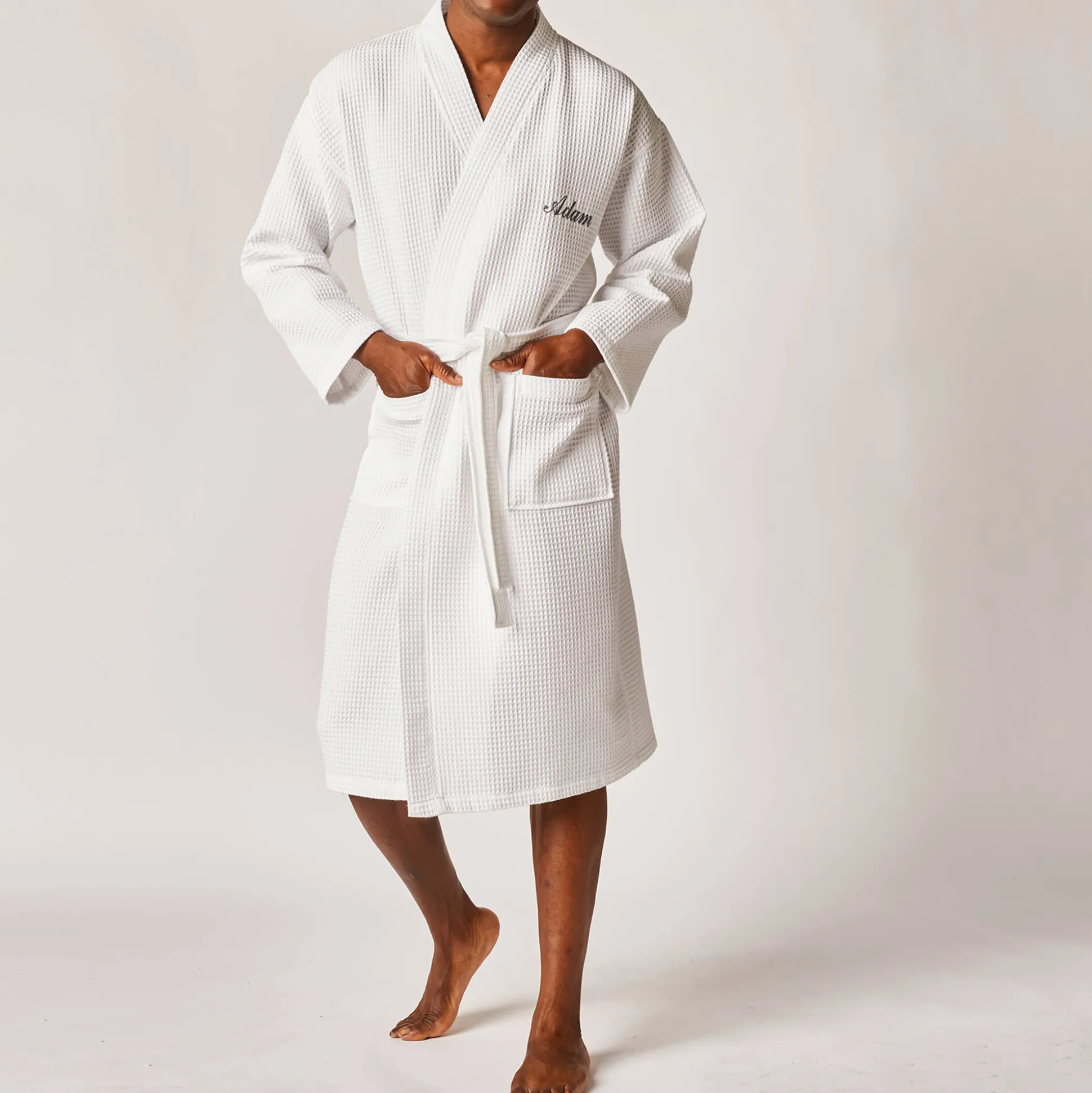 Uniseks badjas voor volwassenen in bijenraattricot 280 g/m2, personaliseerbaar