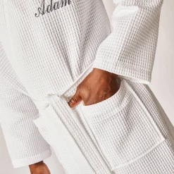 Uniseks badjas voor volwassenen in bijenraattricot 280 g/m2, personaliseerbaar