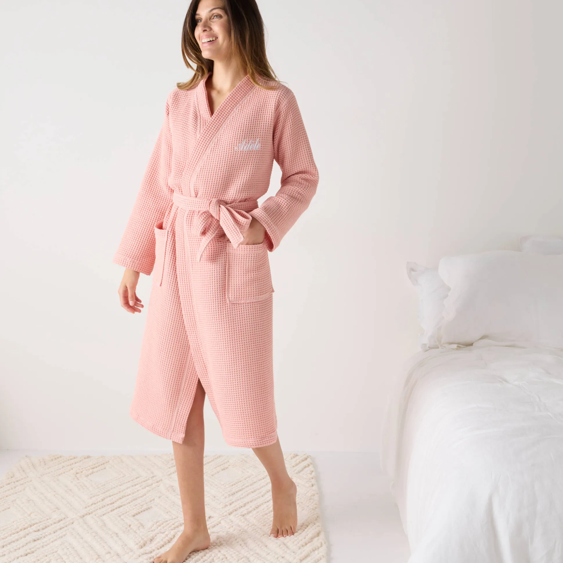 Uniseks badjas voor volwassenen in bijenraattricot 280 g/m2, personaliseerbaar