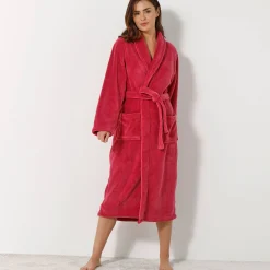 Unisex badjas, volwassenen, met sjaalkraag, microvezel met pluchetouch