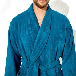 Unisex badjas voor volwassenen, veloursbadstof met sjaalkraag