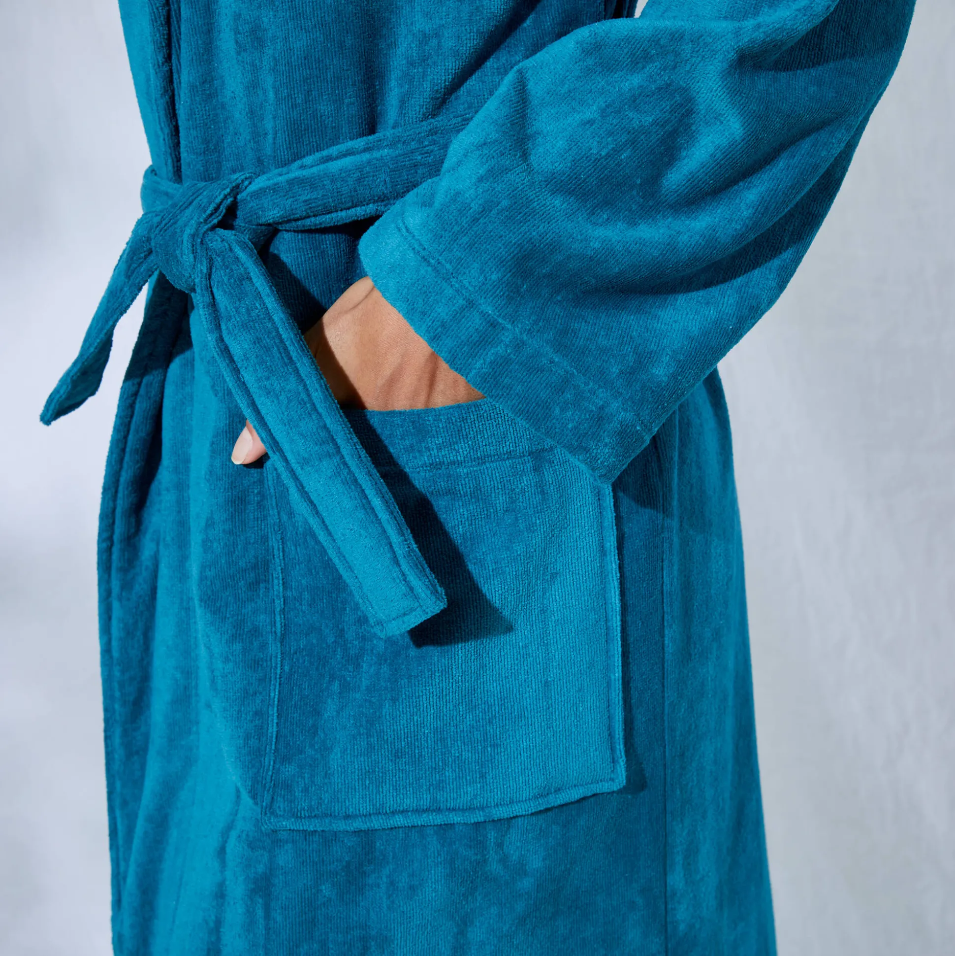 Unisex badjas voor volwassenen, veloursbadstof met sjaalkraag