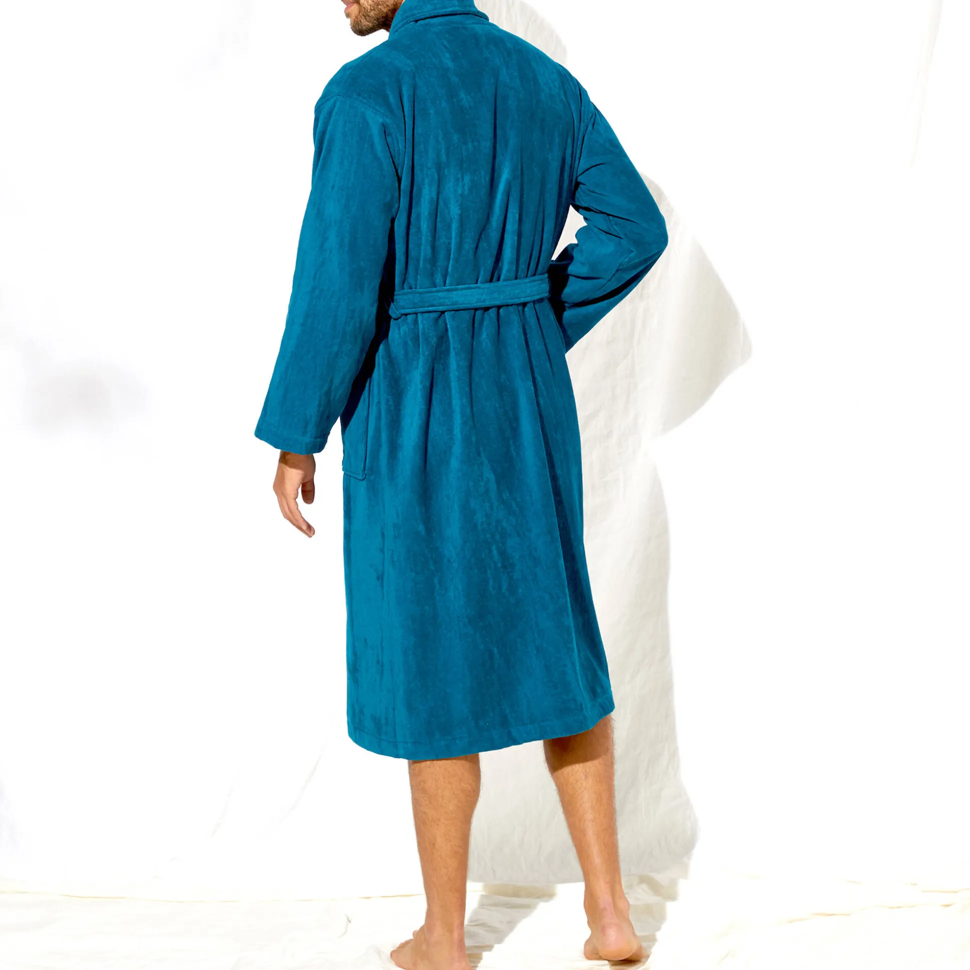 Unisex badjas voor volwassenen, veloursbadstof met sjaalkraag