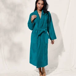 Unisex badjas voor volwassenen, veloursbadstof met sjaalkraag