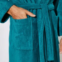 Unisex badjas voor volwassenen, veloursbadstof met sjaalkraag
