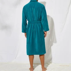 Unisex badjas voor volwassenen, veloursbadstof met sjaalkraag