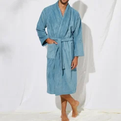 Unisex badjas voor volwassenen, veloursbadstof met sjaalkraag