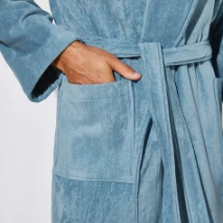 Unisex badjas voor volwassenen, veloursbadstof met sjaalkraag